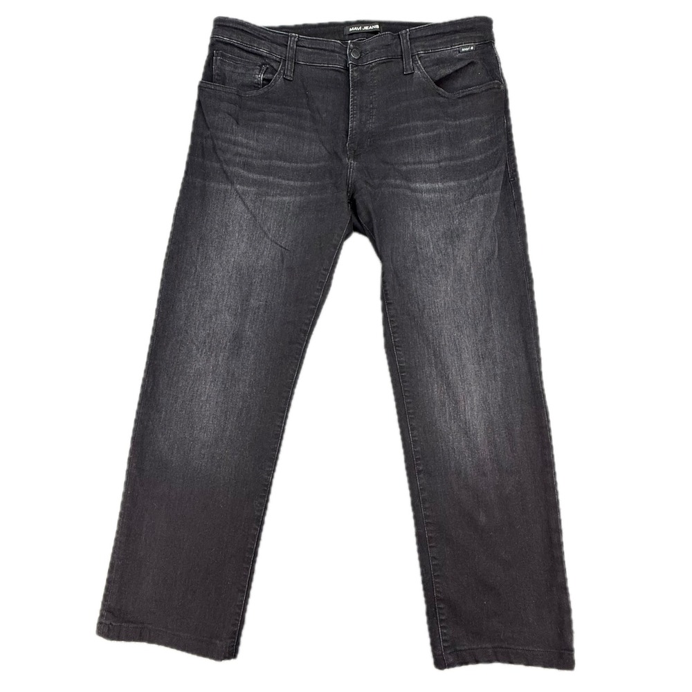 Mavi Zach‎ Jeans Mens 36x32 Black Straight Leg Stretch Dark Smoke Wash Denim
